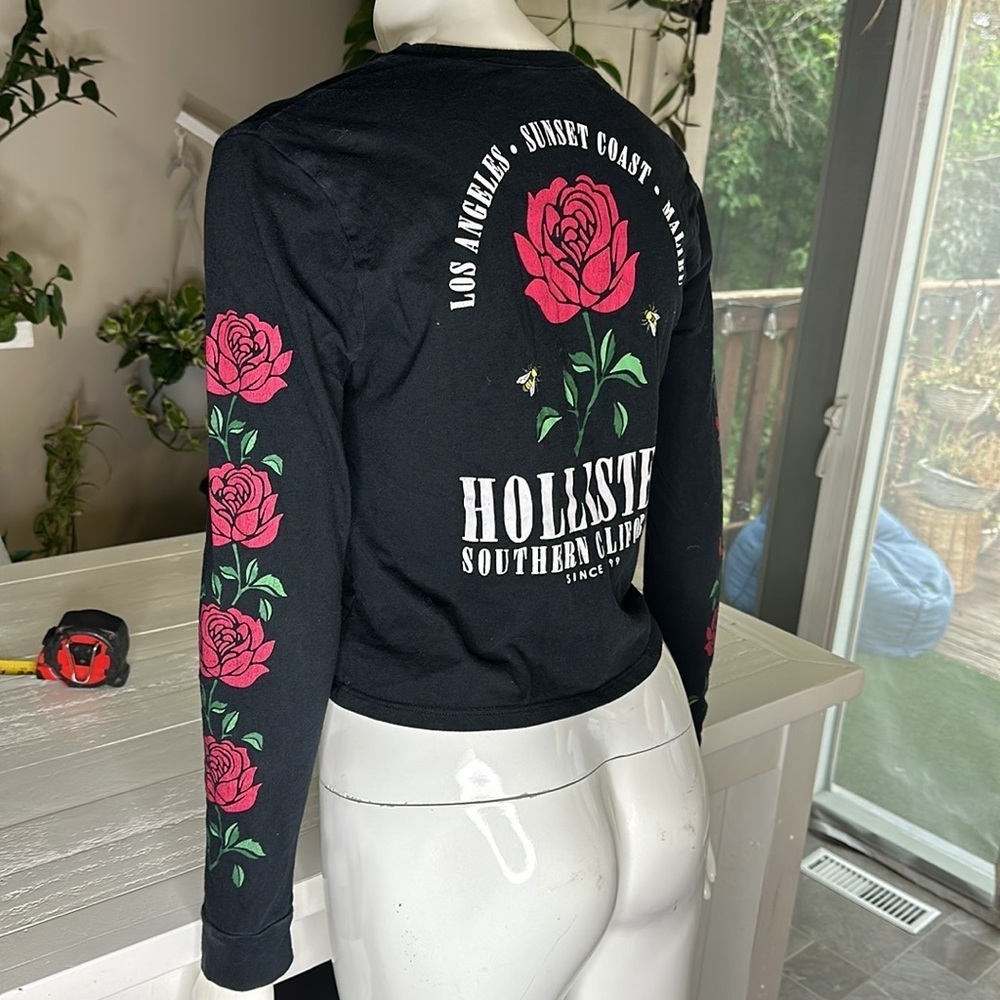 Hollister Abercrombie XS back long sleeve with roses, sunset coast, LA, bee